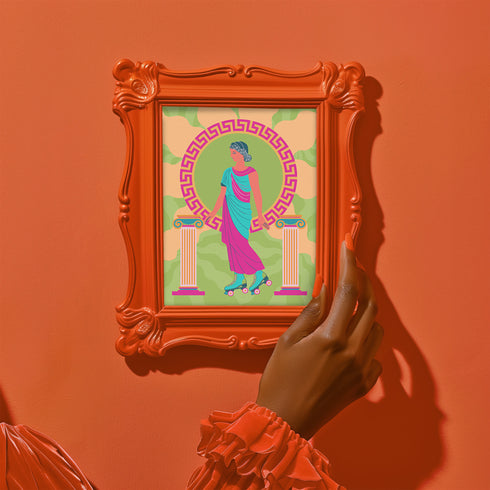 Roller Skating Grecian Goddess Art Print